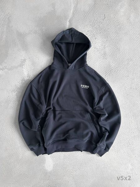 Чоловіче oversize худі з вишивкою у графітовому кольорі v5x2 фото