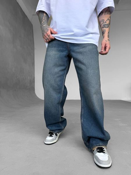 Мужские широкие джинсы Baggy в синем цвете df2254-23 фото
