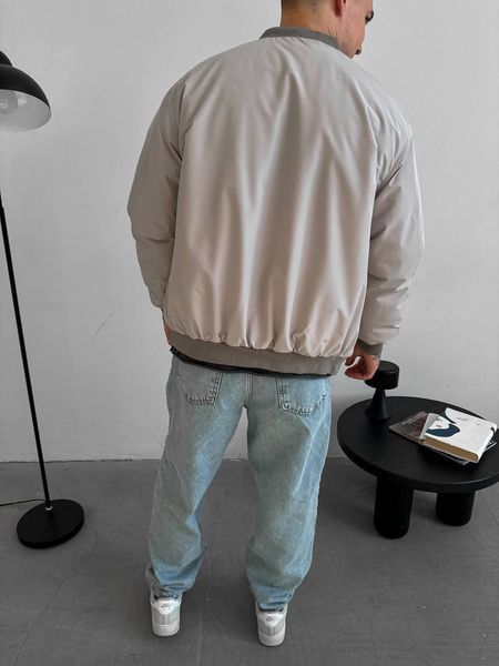 Мужской oversize бомбер в бежевом цвете sm2435 фото