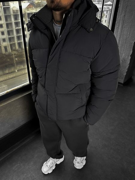 Чоловічий пуховик oversize у графітовому кольорі dp25n фото