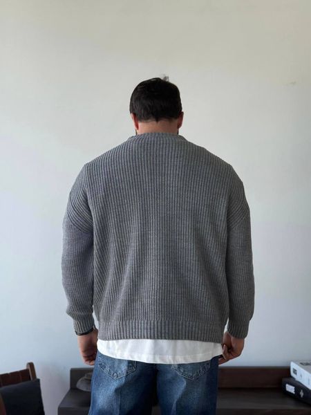 Чоловічий светр oversize у сірому кольорі gi148 фото