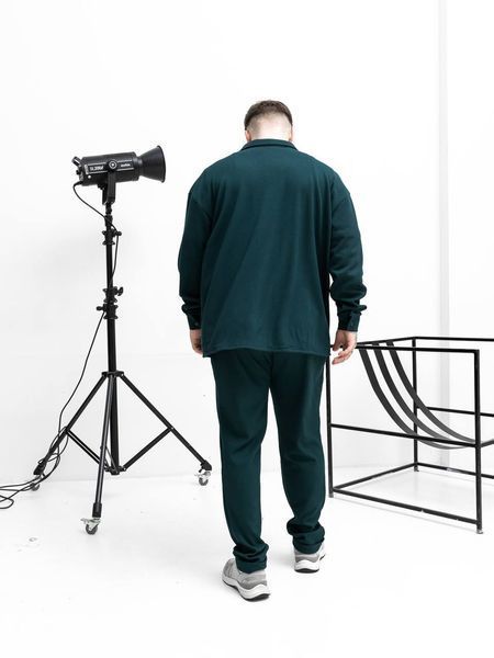 Мужской трикотажный oversize костюм в зеленом цвете rb15 фото