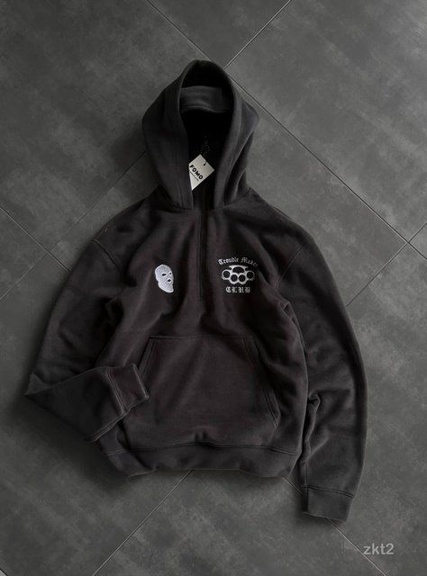 Чоловіче oversize худі з балаклавою у графітовому кольорі zkt2 фото