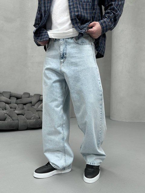 Мужские широкие джинсы Baggy в голубом цвете sk2829-410v-S фото