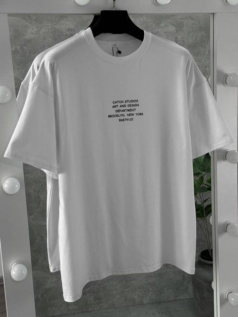 Мужская oversize футболка в белом цвете нф1978 фото