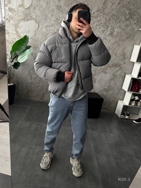 Чоловіча oversize куртка у сірому кольорі k99.3 фото