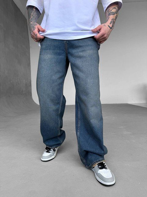 Мужские широкие джинсы Baggy в синем цвете df2254-23 фото