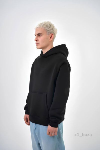 Чоловіче oversize худі у чорному кольорі x1_baza-Xs фото