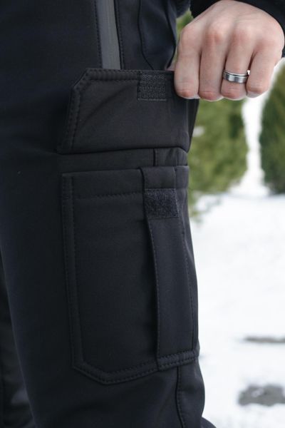 Чоловічі штани Softshell на флісі у чорному кольорі 1589544197 фото