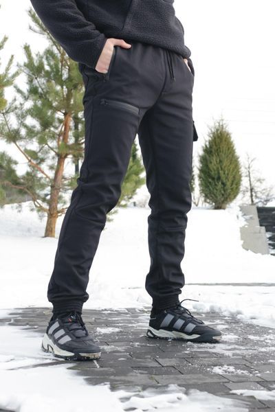 Чоловічі штани Softshell на флісі у чорному кольорі 1589544197 фото