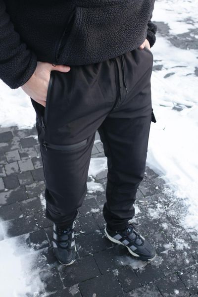 Чоловічі штани Softshell на флісі у чорному кольорі 1589544197 фото