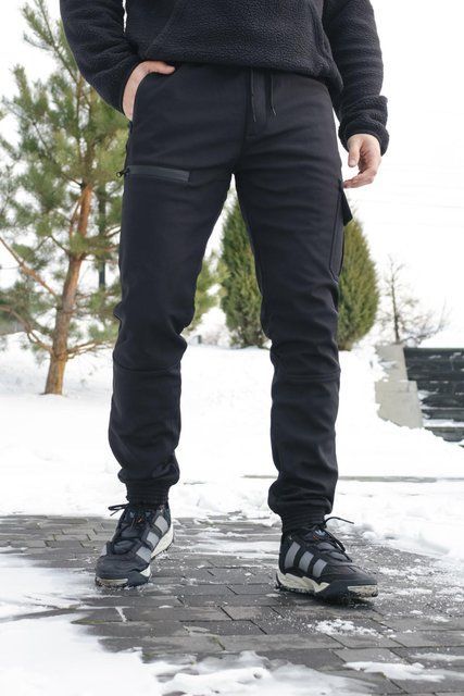 Мужские брюки Softshell на флисе в черном цвете 1589544197 фото