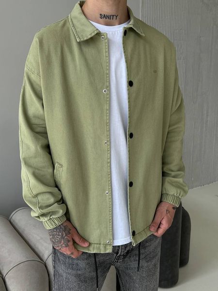 Мужская oversize джинсовая куртка в зеленом цвете gs2426 фото