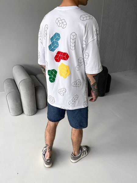 Мужская oversize футболка в белом цвете bz274 фото