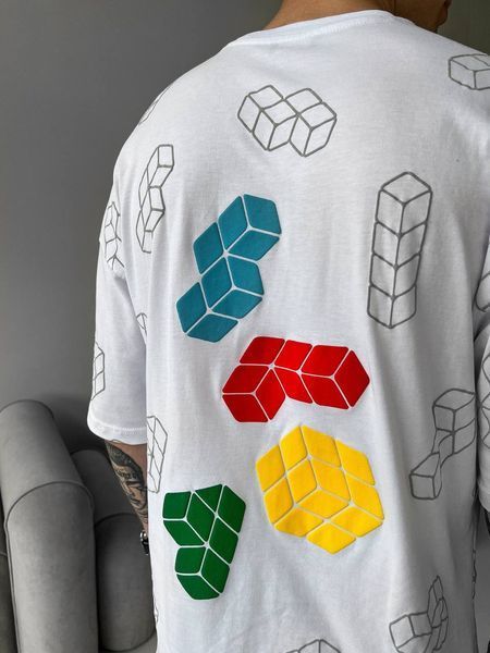 Мужская oversize футболка в белом цвете bz274 фото