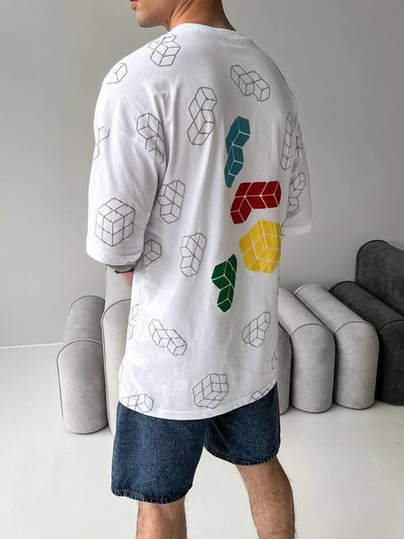 Мужская oversize футболка в белом цвете bz274 фото