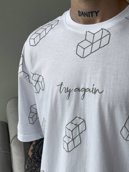 Мужская oversize футболка в белом цвете bz274 фото