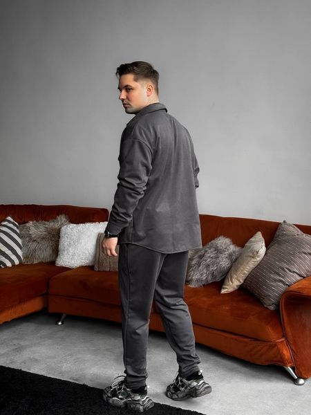 Мужской oversize костюм рубашка + брюки в графитовом цвете rb9 фото