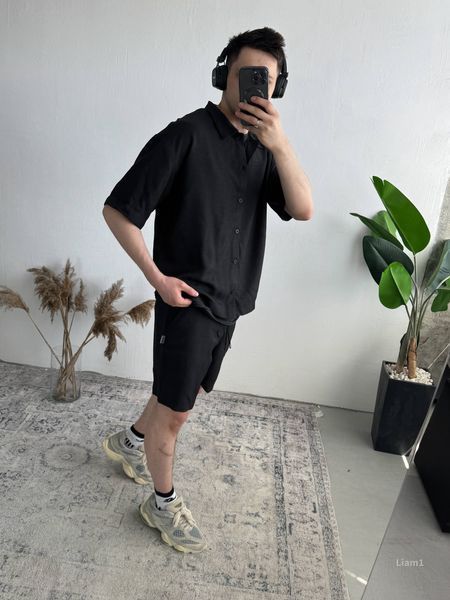 Мужской oversize костюм в черном цвете liam1 фото