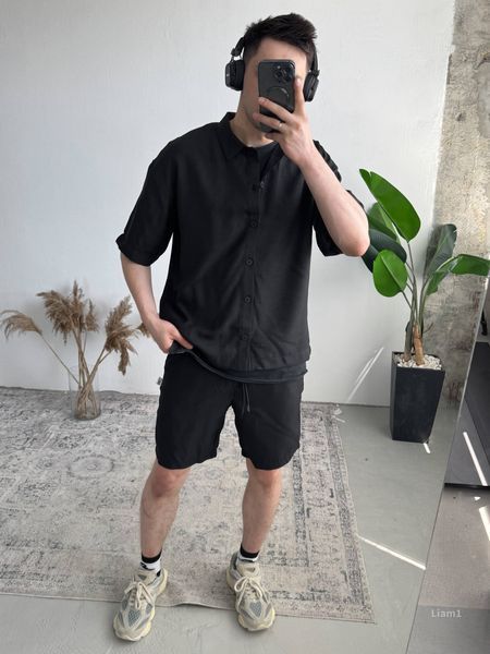 Мужской oversize костюм в черном цвете liam1 фото
