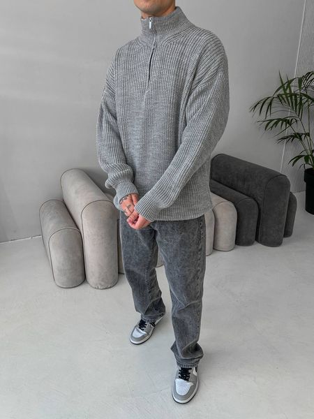 Мужской oversize свитер в сером цвете mr109 фото