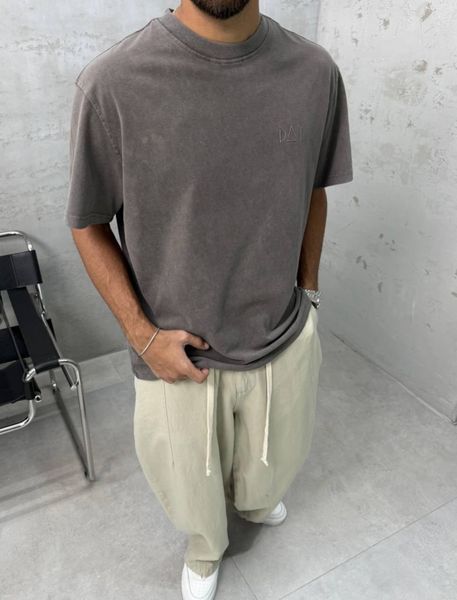 Мужская oversize вареная футболка в коричневом цвете ch297k-S фото