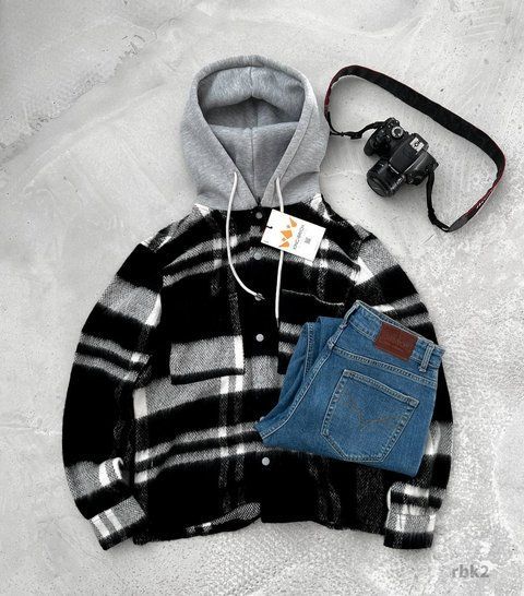 Мужская oversize рубашка в черном цвете rbk2 фото