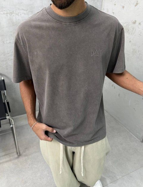 Мужская oversize вареная футболка в коричневом цвете ch297k-S фото