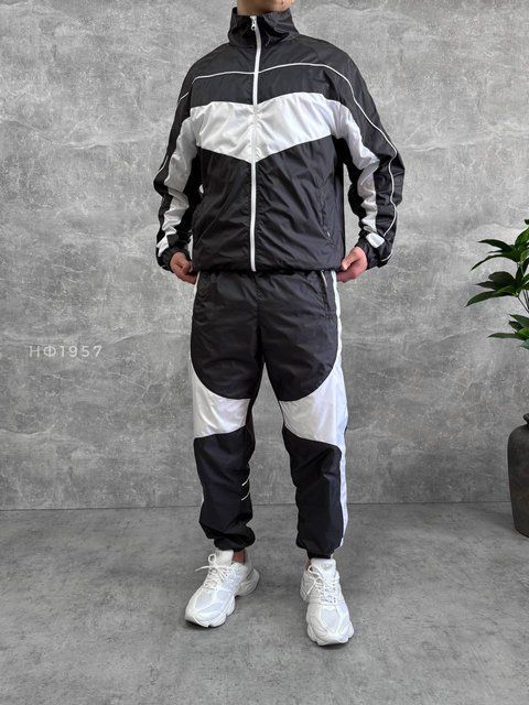 Мужской oversize костюм из плащевки в графитовом цвете нф1957 фото
