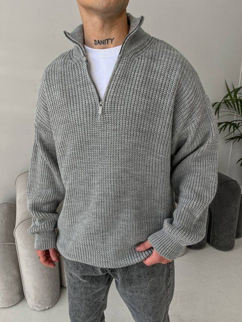 Мужской oversize свитер в сером цвете mr109 фото
