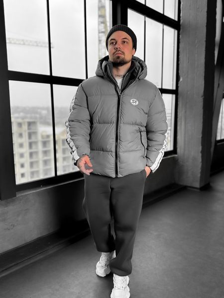 Чоловіча oversize куртка у сірому кольорі dp23w фото
