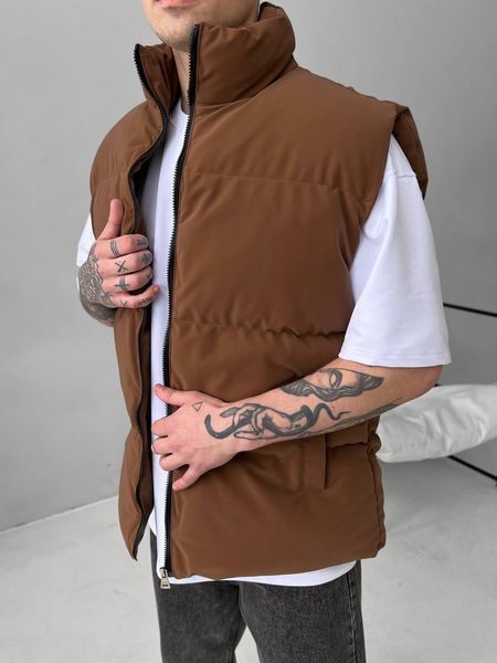 Мужской oversize жилет в коричневом цвете sm2415 фото