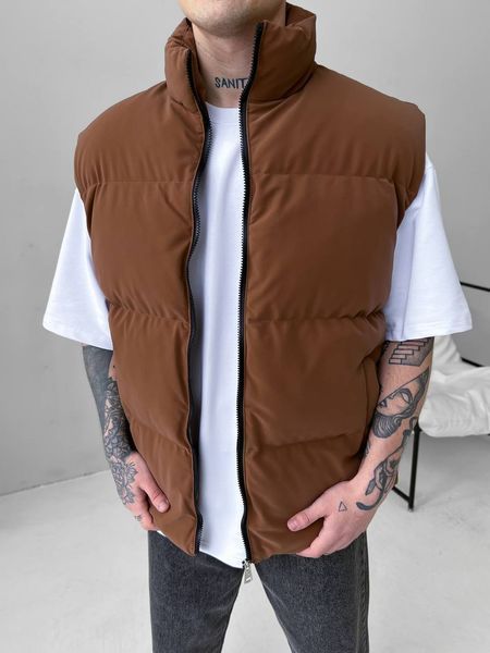 Мужской oversize жилет в коричневом цвете sm2415 фото