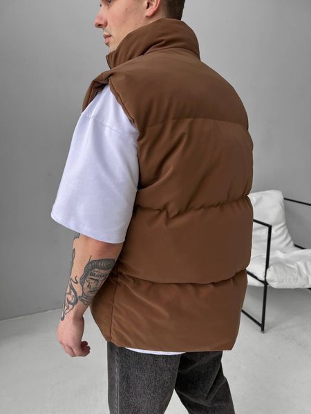 Мужской oversize жилет в коричневом цвете sm2415 фото