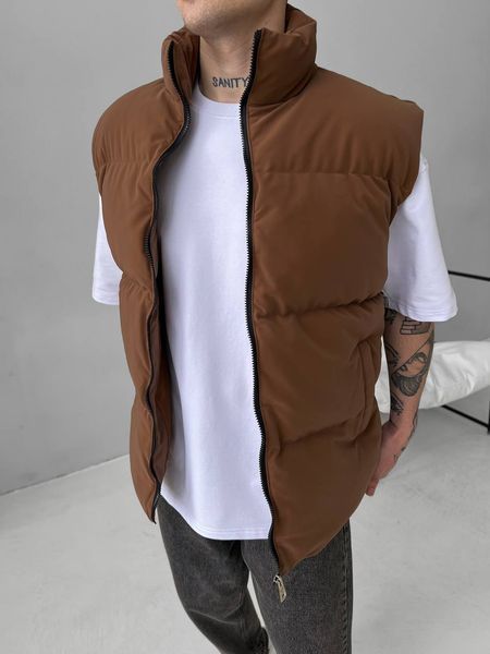 Мужской oversize жилет в коричневом цвете sm2415 фото