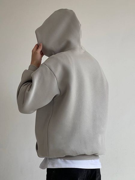 Чоловіче oversize худі на флісі у сірому кольорі u01311 фото