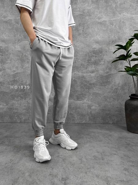 Мужские oversize спортивные брюки в сером цвете нф1939 фото