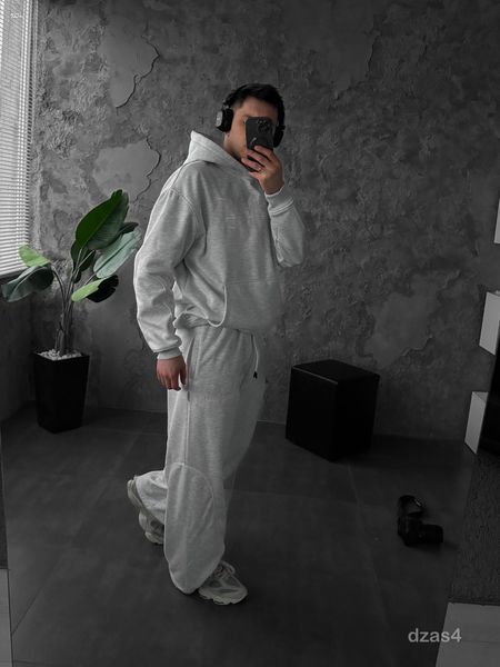 Чоловічий oversize спортивний костюм у світло-сірому кольорі dzas4n фото