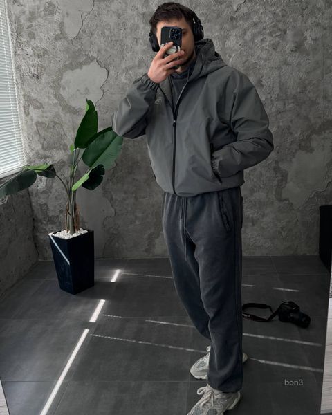 Чоловіча oversize вітрівка у сірому кольорі bon3-S фото
