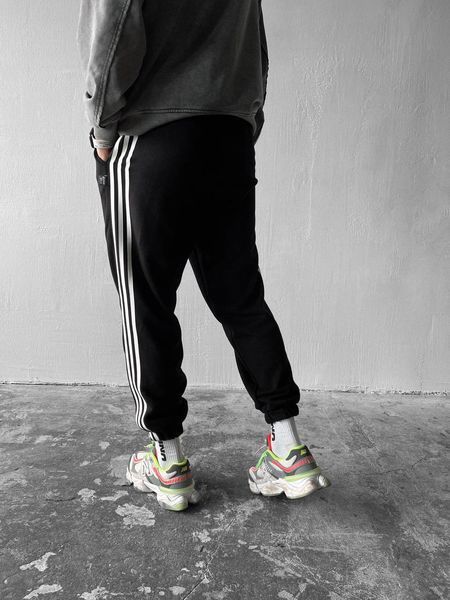 Мужские джоггеры с лампасами в черном цвете pant1-S фото