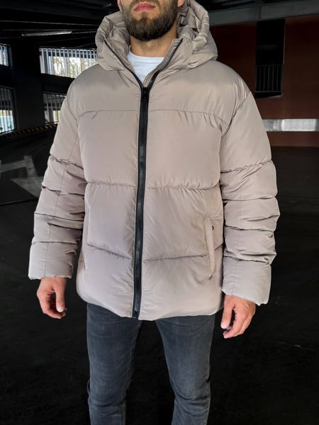 Мужская зимняя oversize куртка в бежевом цвете rd490 фото
