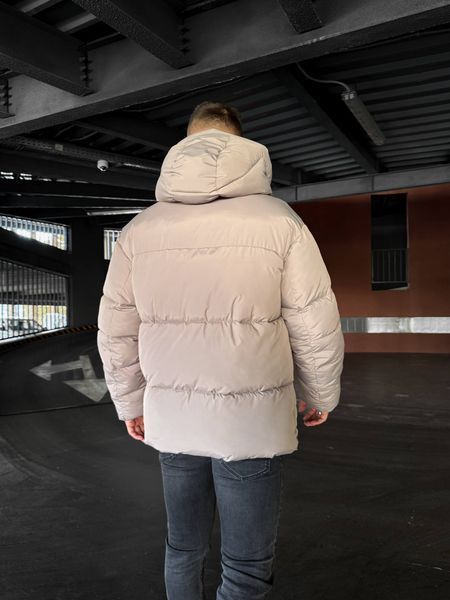 Мужская зимняя oversize куртка в бежевом цвете rd490 фото