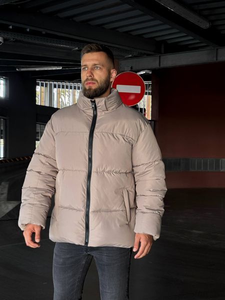 Мужская зимняя oversize куртка в бежевом цвете rd490 фото