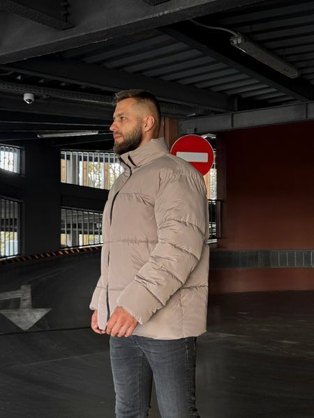 Мужская зимняя oversize куртка в бежевом цвете rd490 фото