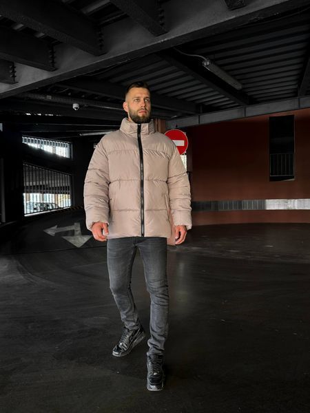 Мужская зимняя oversize куртка в бежевом цвете rd490 фото