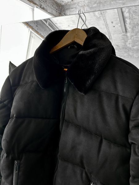 Чоловіча зимова куртка з коміром у чорному кольорі kk10 фото