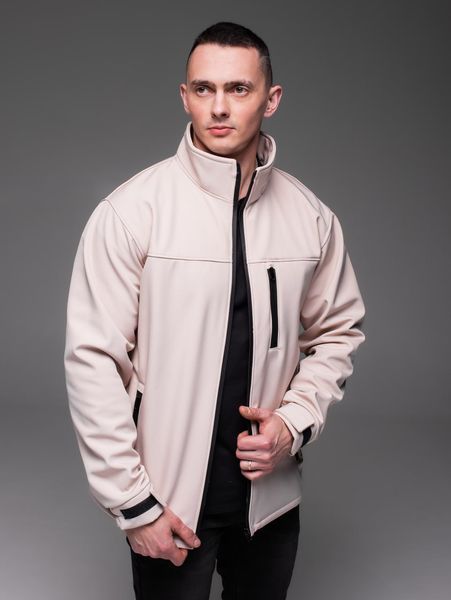 Мужская куртка на флисе Soft shell в бежевом цвете 2225bg фото