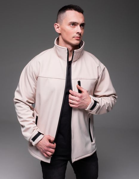 Мужская куртка на флисе Soft shell в бежевом цвете 2225bg фото