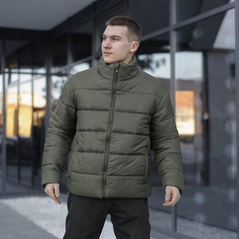 Чоловіча базова зимова куртка у кольорі хакі owku2686kh фото