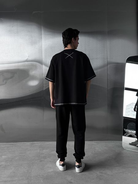 Мужская oversize футболка с принтом в черном цвете rd456 фото